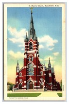 St Mary&#39;s Church Manchester New Hampshire NH UNP LInen Postcard R27 - £2.29 GBP