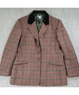 Vintage Pendleton Womens Wool Velvet Blazer 16 Red Green Tartan Plaid US... - £44.20 GBP