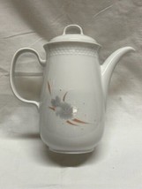 Kahla German Porcelain Coffee Pot White Gray Flowers Coral Leaves - $12.00