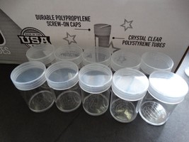 10 Whitman Large Dollar Round Clear Plastic Coin Storage Tubes Screw On Caps - £10.18 GBP