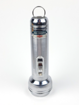 Vintage RayoVac Flashlight Stainless Steel Flashing or Steady Light 7.5&quot; - £12.36 GBP