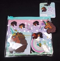 Afro Unicorn stationery set in clear zip pouch NEW - $5.25