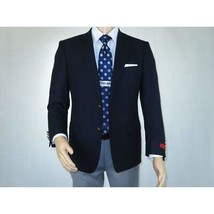 Men's RENOIR Classic Blazer 100% Wool Side vents Metal Buttons Notch 509-2 Navy image 2