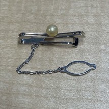 Vintage Sterling Silver Faux Pearl Tie Clasp Tack Pin Bar Estate Jewelry... - $14.85