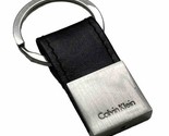 Calvin Klein Black Leather Metal Key Fob Clip Holder Ring Keychain Purse... - $10.88