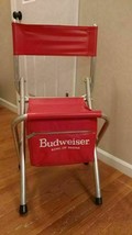 Budweiser Chair Vintage Nice Aluminum Fishing Beer Outdoor Camping Folding - £58.01 GBP