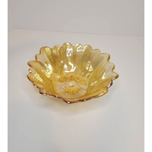 Vintage Marigold Iridescent Carnival Glass Sunflower 7&quot; Bowl  - £17.79 GBP