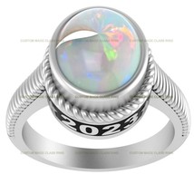 Custom Opal Oval Shaped S925 University Class Ring for Women Flourish Collection - £89.66 GBP