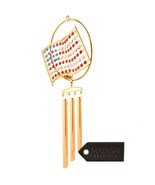 July 4 24k Gold Plated Flag WindChime w/ Swarovski Crystal, Charming Tem... - $23.99