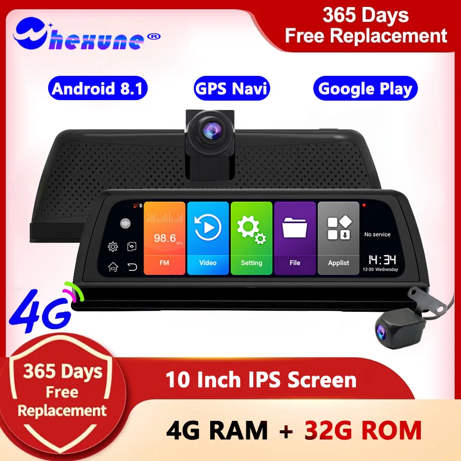 10 Inch IPS 4G Car Dashboard Camera Android 8.1 ADAS DVR GPS Navigation ... - £226.61 GBP+