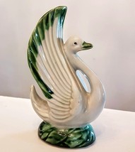 Swan Planter Vase 7&quot; Elegant MCM Vintage Pottery Figurine - £23.68 GBP