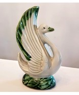 Swan Planter Vase 7&quot; Elegant MCM Vintage Pottery Figurine - £23.48 GBP