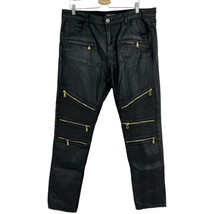 Embelish NYC Jeans 38 mens black bundy biker denim skinny fit zipper pants - £41.16 GBP