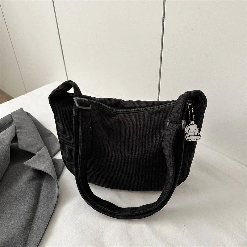 Corduroy Shoulder Crossbody Bags for Women Large Capacity Handbag Ladies Fashion - £12.84 GBP