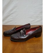 Salvatore Ferragamo Sport Brown Leather Crocodile Embossed Loafer Shoes ... - $55.12