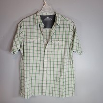 Croft and Barrow Mens Shirt Large Green/Gray Quick Dry Short Sleeve Button Up - $14.98