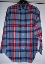 Ralph Lauren Shirt Blouse Top L/S Plaid Initial Pocket Blue Red Women&#39;s M - £23.28 GBP
