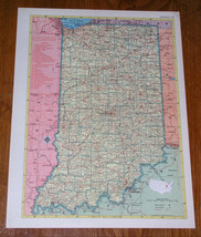1953 Vintage Map Of Indiana / Verso Iowa - £13.39 GBP