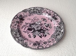 Spode Archive Collection BLUE ROSE Pink &amp; Black Transferware Dinner Plate - £19.77 GBP