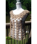 Taupe Top/Crochet//Fall/Spring/Summer/Blouse/Shirt - £24.91 GBP