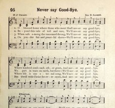 1894 Sheet Music Never Say Goodbye Religious Victorian Hymns 7.75 X 5&quot; - £11.65 GBP