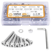 Vigrue 180Pcs M6 Stainless Bolt Kit, M6X12/16/20/25/30/35/40Mm, Full Unc Thread - £30.88 GBP