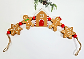 Gingerbread Man Garland Christmas Tree Wooden Kitchen Beads House Holida... - £12.46 GBP