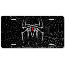 Bony Black Widow Spider Art on Spider Web FLAT Aluminum Novelty License ... - £14.30 GBP
