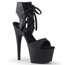 PLEASER Shoes Sexy Pole Dancer Stripper Platform Black Lace Up 7&quot; High Heels - £51.24 GBP