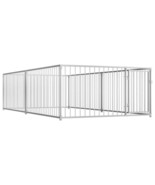 vidaXL Dog Kennel Silver Steel 78.7 in x 157.5 in x 39.4 in Dog Kennel - $13,115.19 MXN