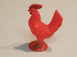 Vintage Hard Plastic Knickerbocker Red Rooster Rattle Toy 4&quot; Tall - £11.82 GBP