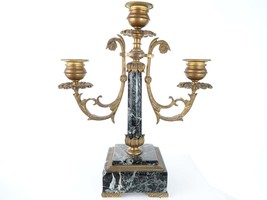 c1880 French Bronze Mounted Green Marble candelabra - $262.35