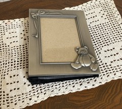 Vintage Elegant Brush Nickel ~ Baby Frame Photo Album 6&quot; x 4&quot;  3D Teddy ... - $13.54 CAD