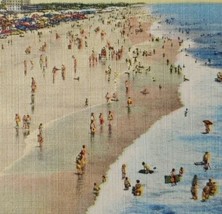 Daytona Beach Florida Vacationland Vintage Linen Postcard Swimming Ocean - £19.34 GBP