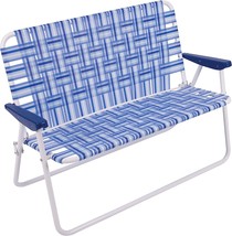 Loveseat Lawn Chair, Blue/White, 16&quot; Extended Height Folding Rio Brands. - £108.52 GBP
