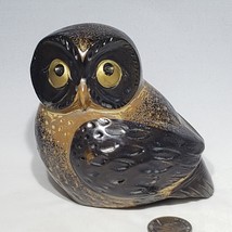 Vtg Otagiri OMC Japan Stoneware Big Eyes Brown Owl 4&quot; Figurine OMC Stick... - £14.22 GBP