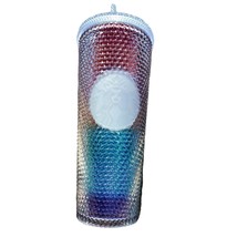 New STARBUCKS large Tumbler 24oz Cup &amp; Straw Rainbow Studded 2020 Pride Cup - £48.47 GBP