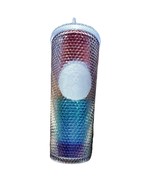 New STARBUCKS large Tumbler 24oz Cup & Straw Rainbow Studded 2020 Pride Cup - $60.78