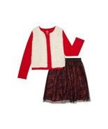 Wonder Nation  Faux Fur Vest, Long Sleeve Top Glitter Tulle Skirt  Size XXL - $379.54 MXN