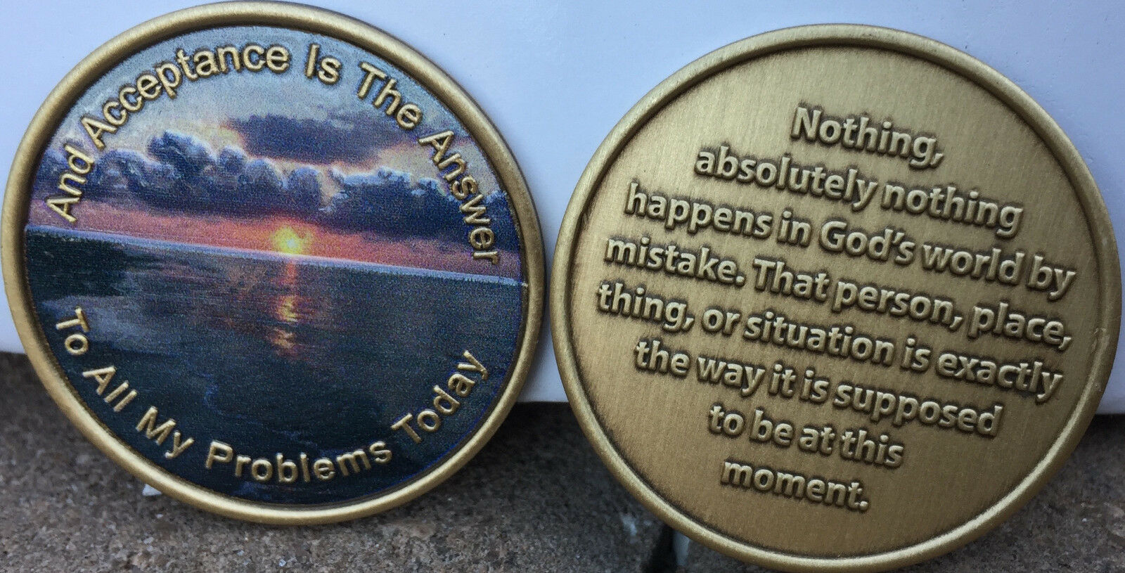 Acceptance Is The Answer Beach Sunrise Color Bronze AA Medallion Chip  449 417
