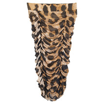 Ganni Ruched Leopard Print Midi Mesh Skirt In Brown Polyester Women Mult Size 32 - $131.10