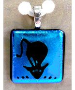 Dichroic Glass Retro Curious Cat Pendant by 3 EscargotsMade in USA New O... - $475.17 MXN