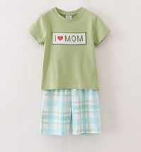 NEW Boutique Smocked &#39;I Love Mom&#39; Boys Shorts Outfit Set - £13.54 GBP