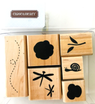 Country Garden Rubber Stamps Flowers Snail Dragonflies Close To My Heart... - $2.49
