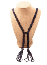 Vintage Glass Black Iridescent Seed Bead 44 Inch Long Flapper Necklace - £25.72 GBP
