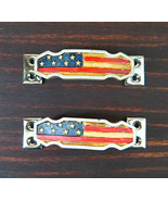 Set Of 2 Patriotic Western US American Flag Drawer Cabinet Door Bar Pull... - £14.09 GBP