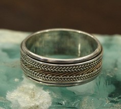 Vintage Fine Jewelry 925 Sterling Silver Gold Vermeil Spinner 8MM Band R... - £22.80 GBP