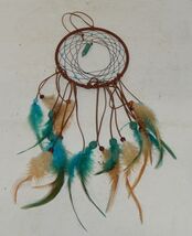 Souvenir white brown turquoise Dream Catcher wind spirit - $14.80