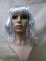 White &amp; Silver Tinsel Bob Costume Wig Majestic Unicorn Celestial Christm... - €10,06 EUR