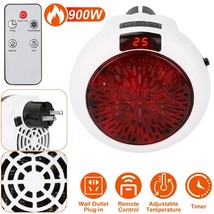 900W Plug In Wall Heater Mini Electric Space Heater Digital Timer with R... - $42.99